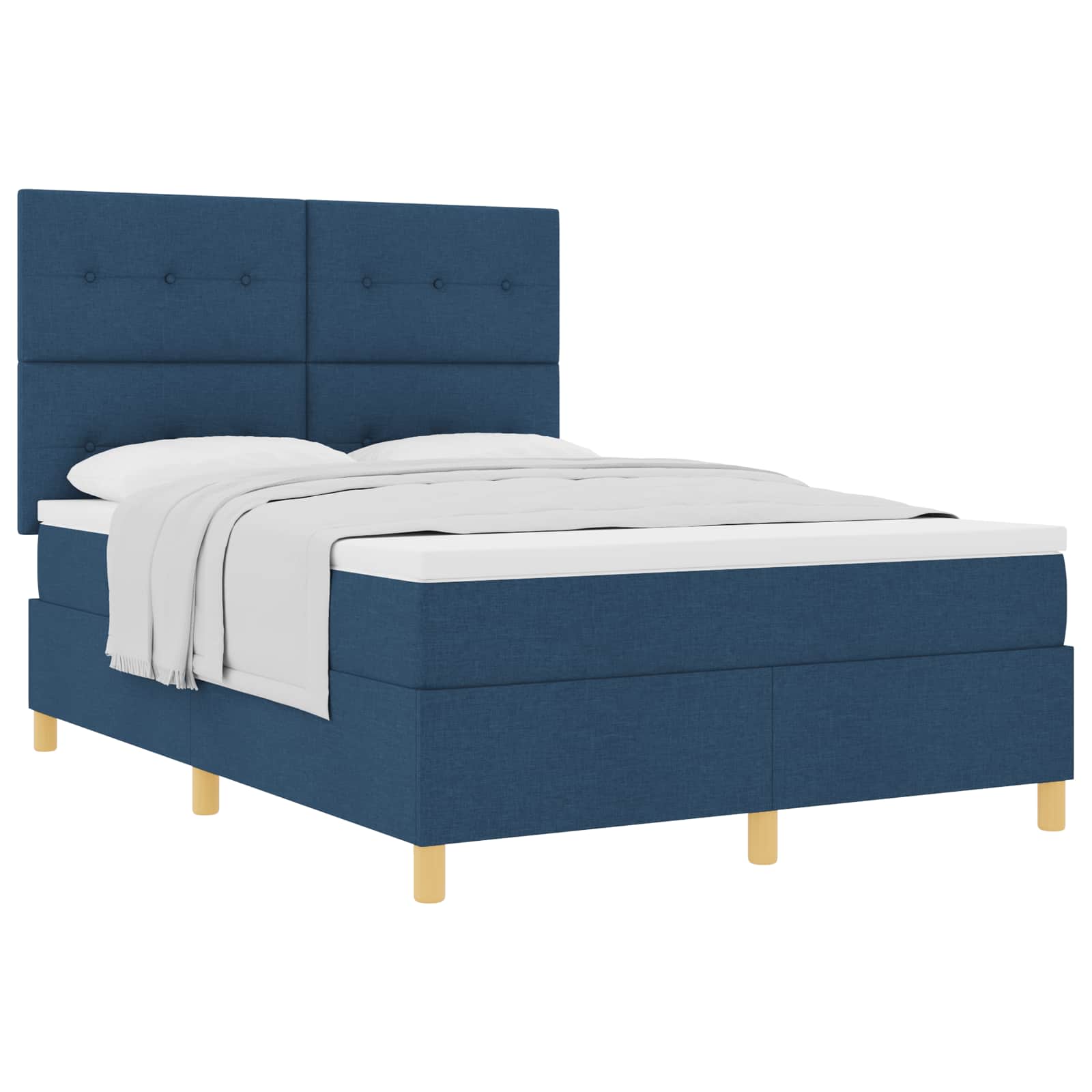 Boxspringbed met matras met hoofdeinde Blauw 140 x 200 cm Stof is nu te koop bij PeponiXL, paradijselijk wonen!