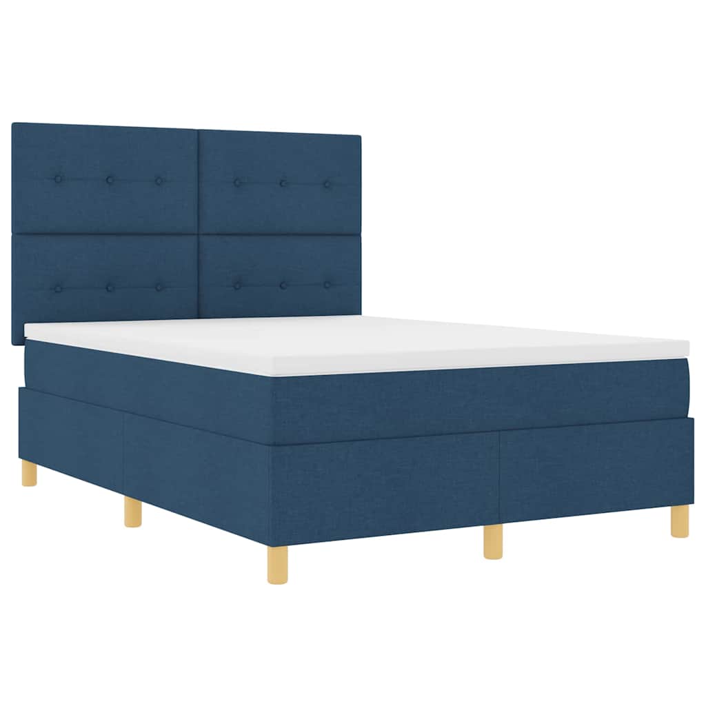 Boxspringbed met matras met hoofdeinde Blauw 140 x 200 cm Stof is nu te koop bij PeponiXL, paradijselijk wonen!