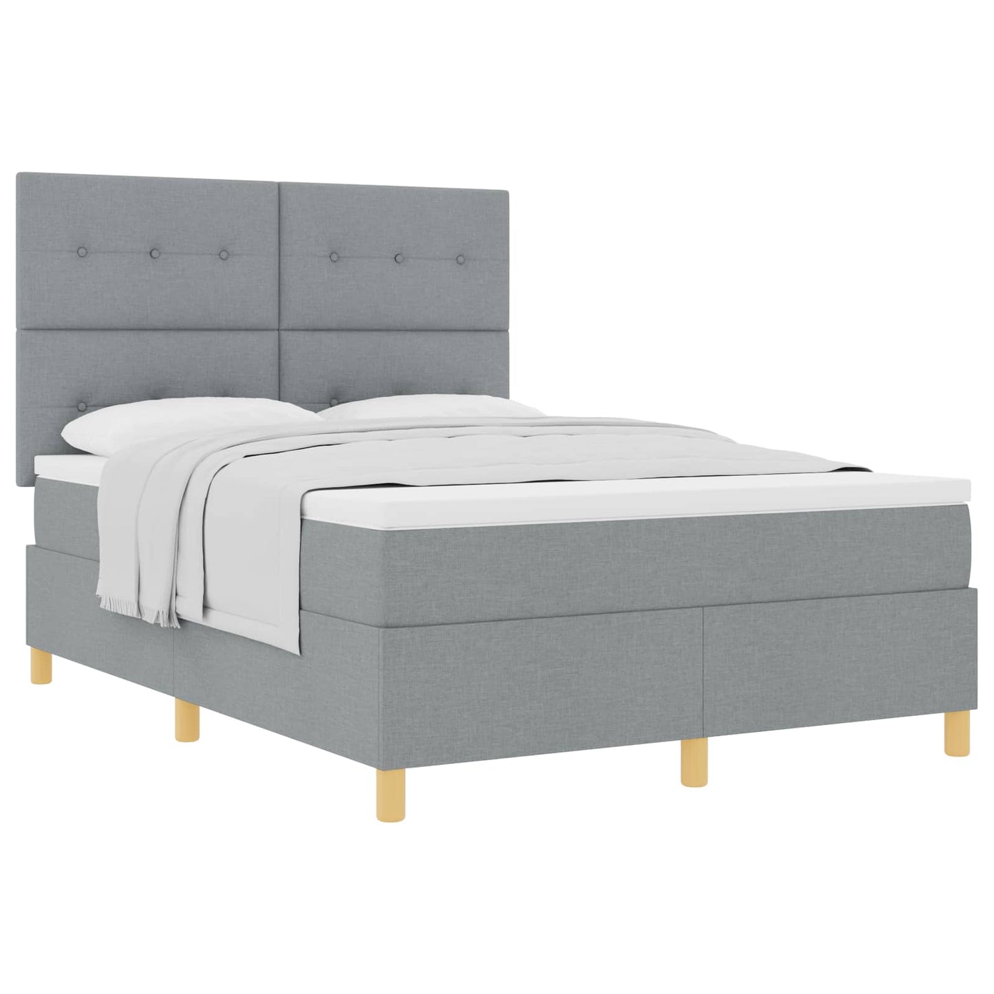 Boxspringbed met matras Lichtgrijs 160 x 200 cm Stof is nu te koop bij PeponiXL, paradijselijk wonen!