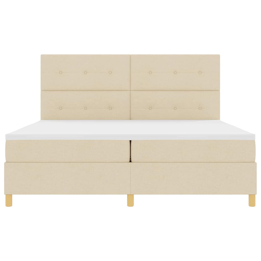 Boxspringbed met matras met hoofdeinde Crème 200 x 200 cm Stof is nu te koop bij PeponiXL, paradijselijk wonen!