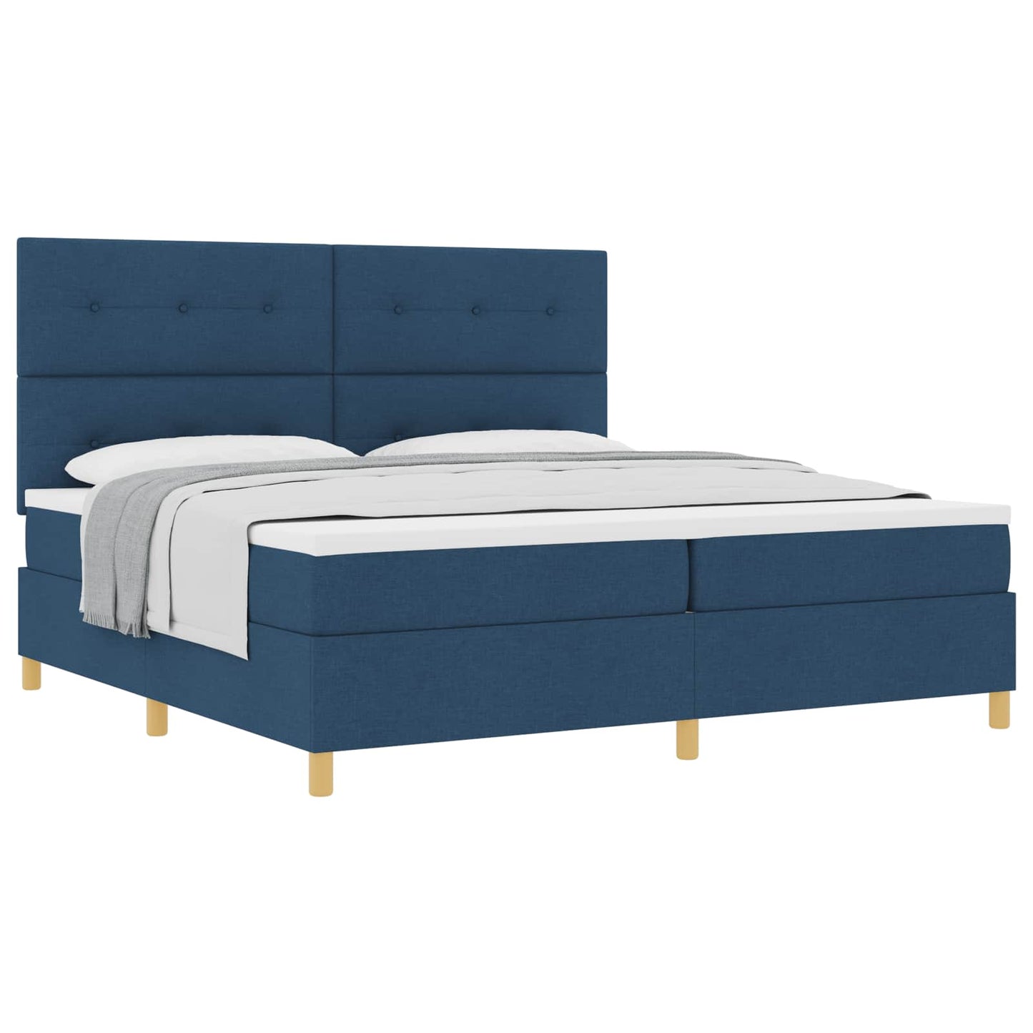 Boxspringbed met matras met hoofdeinde Blauw 200 x 200 cm Stof is nu te koop bij PeponiXL, paradijselijk wonen!