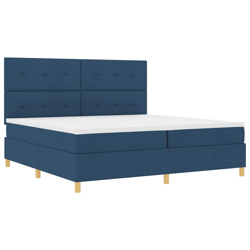 Boxspringbed met matras met hoofdeinde Blauw 200 x 200 cm Stof is nu te koop bij PeponiXL, paradijselijk wonen!
