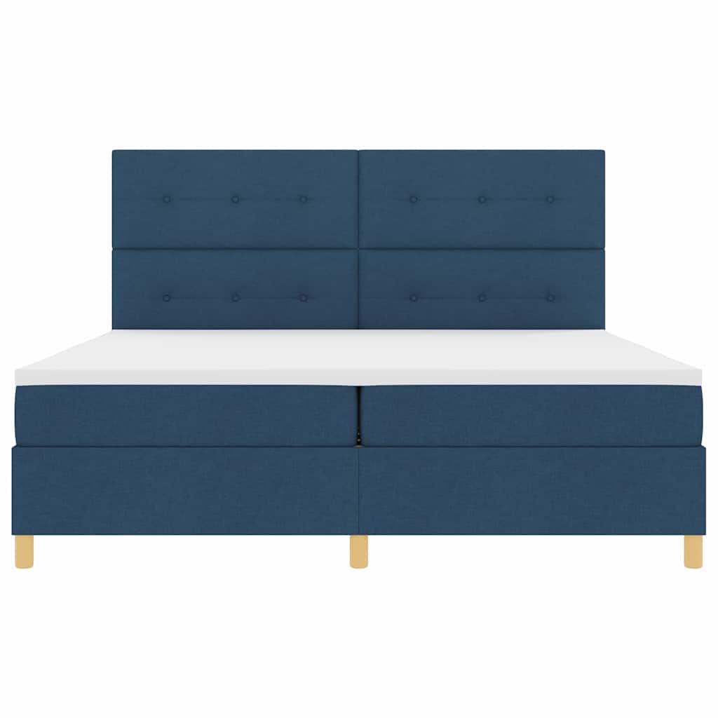 Boxspringbed met matras met hoofdeinde Blauw 200 x 200 cm Stof is nu te koop bij PeponiXL, paradijselijk wonen!