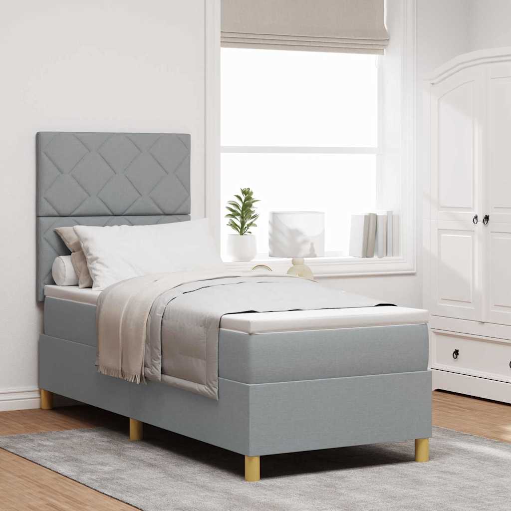 Boxspringbed met matras Lichtgrijs 80 x 200 cm Stof is nu te koop bij PeponiXL, paradijselijk wonen!