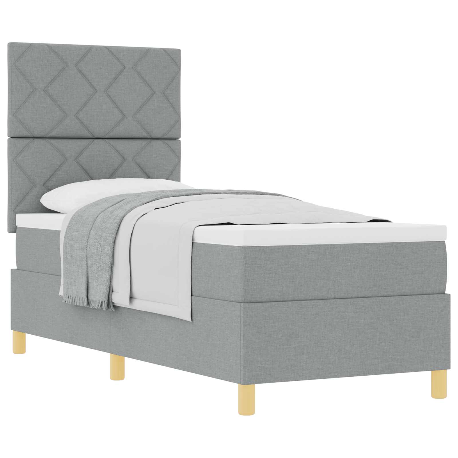 Boxspringbed met matras Lichtgrijs 80 x 200 cm Stof is nu te koop bij PeponiXL, paradijselijk wonen!