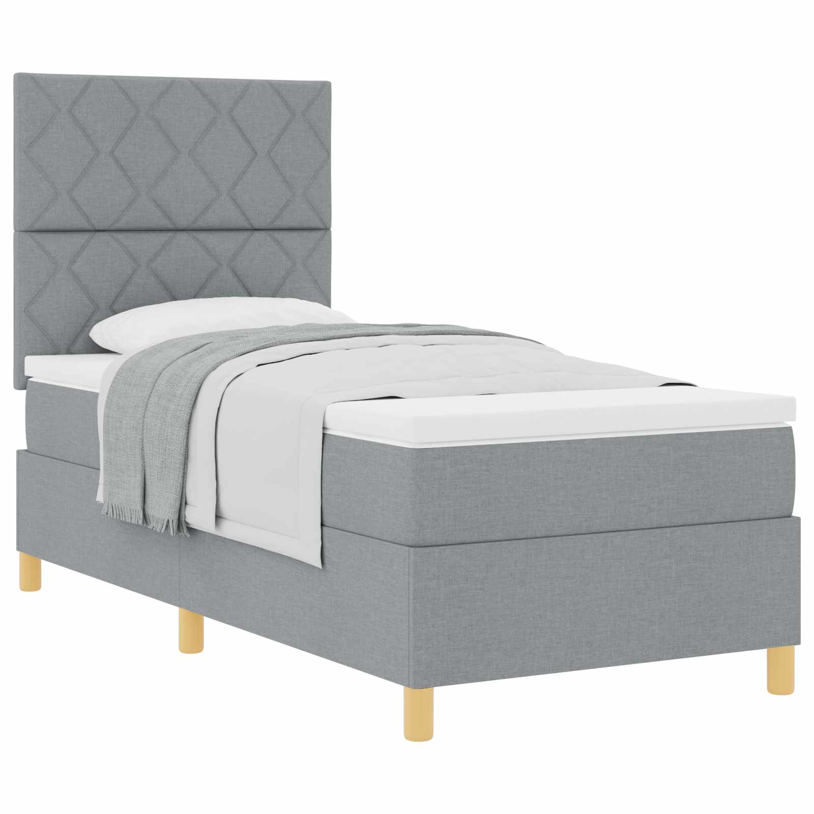 Boxspringbed met matras Lichtgrijs 100 x 200 cm Stof is nu te koop bij PeponiXL, paradijselijk wonen!