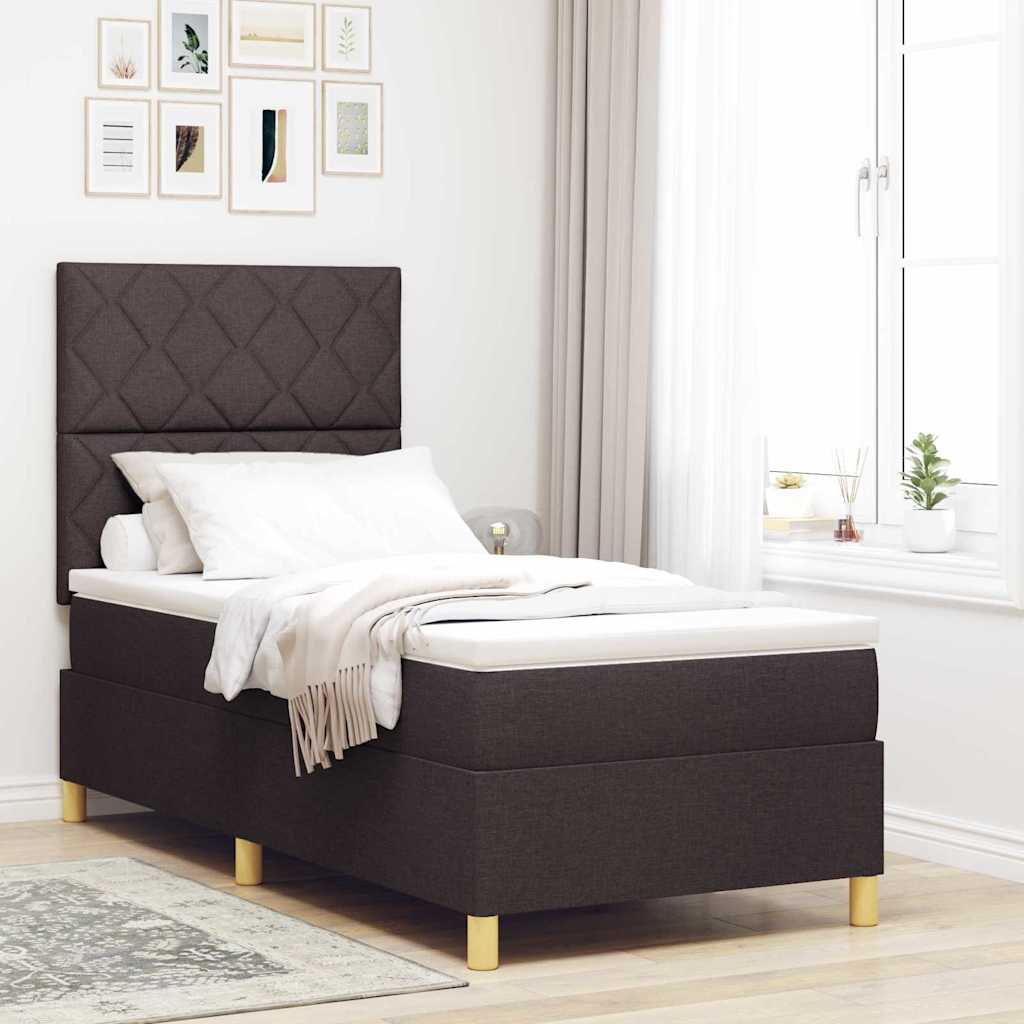 Boxspringbed met matras Donkerbruin 100 x 200 cm Stof is nu te koop bij PeponiXL, paradijselijk wonen!