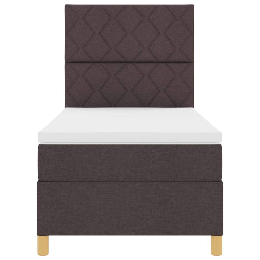 Boxspringbed met matras Donkerbruin 100 x 200 cm Stof is nu te koop bij PeponiXL, paradijselijk wonen!