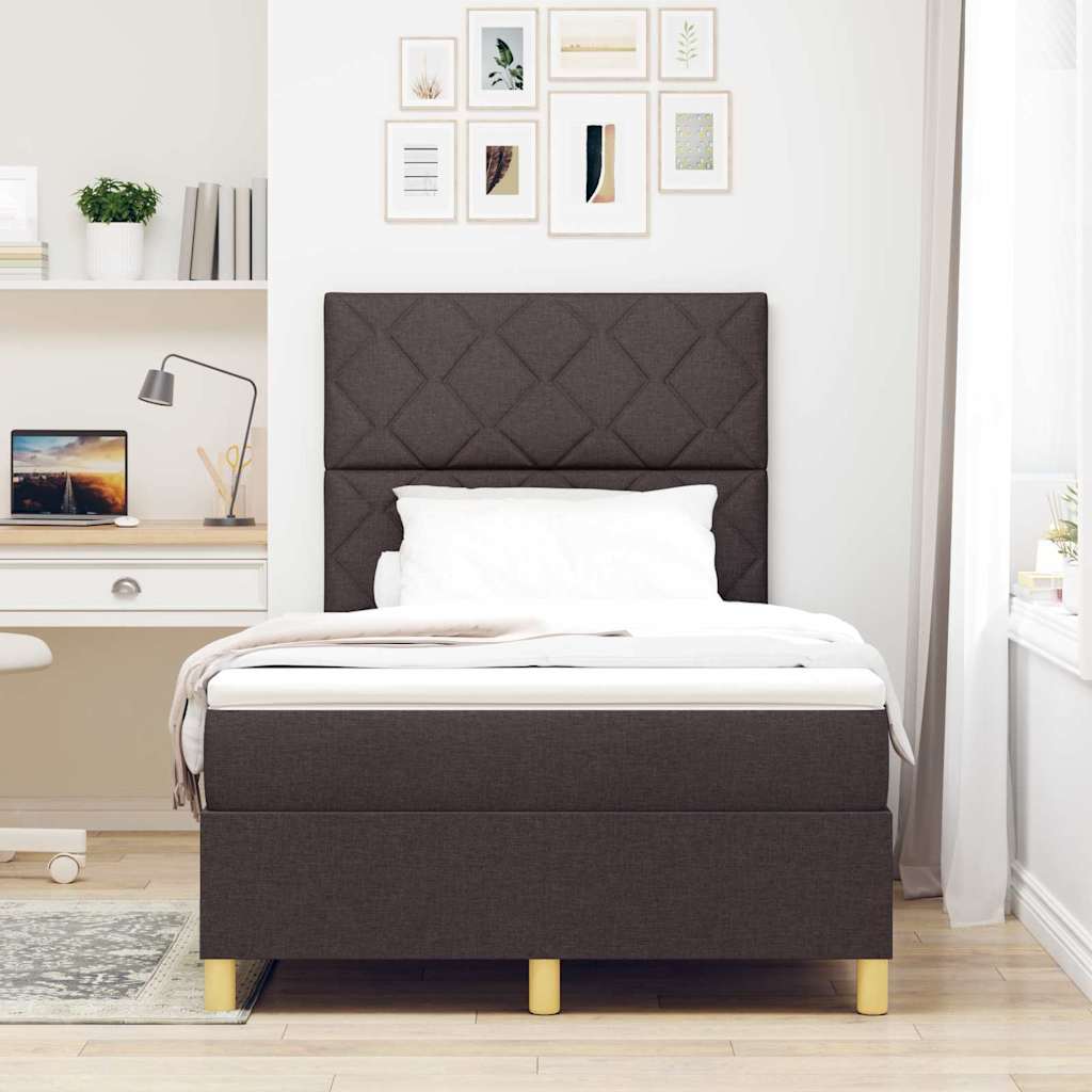 Boxspringbed met matras Donkerbruin 120 x 190 cm Stof is nu te koop bij PeponiXL, paradijselijk wonen!