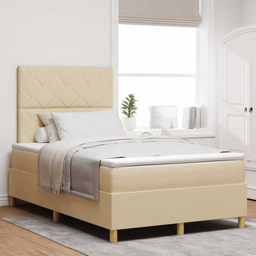 Boxspringbed met matras met hoofdeinde Crème 120 x 190 cm Stof is nu te koop bij PeponiXL, paradijselijk wonen!