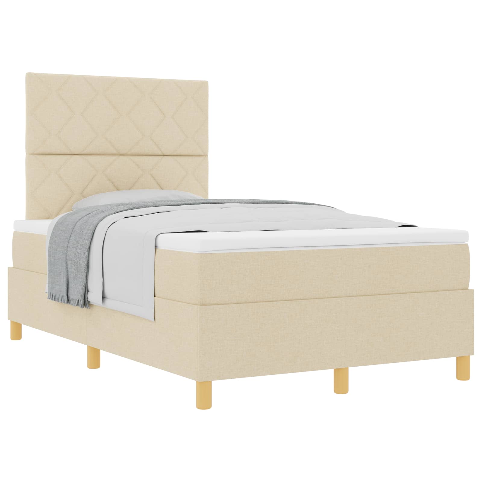 Boxspringbed met matras met hoofdeinde Crème 120 x 190 cm Stof is nu te koop bij PeponiXL, paradijselijk wonen!