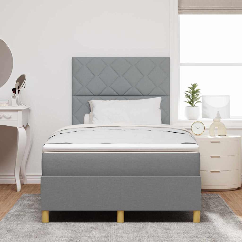 Boxspringbed met matras Lichtgrijs 120 x 200 cm Stof is nu te koop bij PeponiXL, paradijselijk wonen!