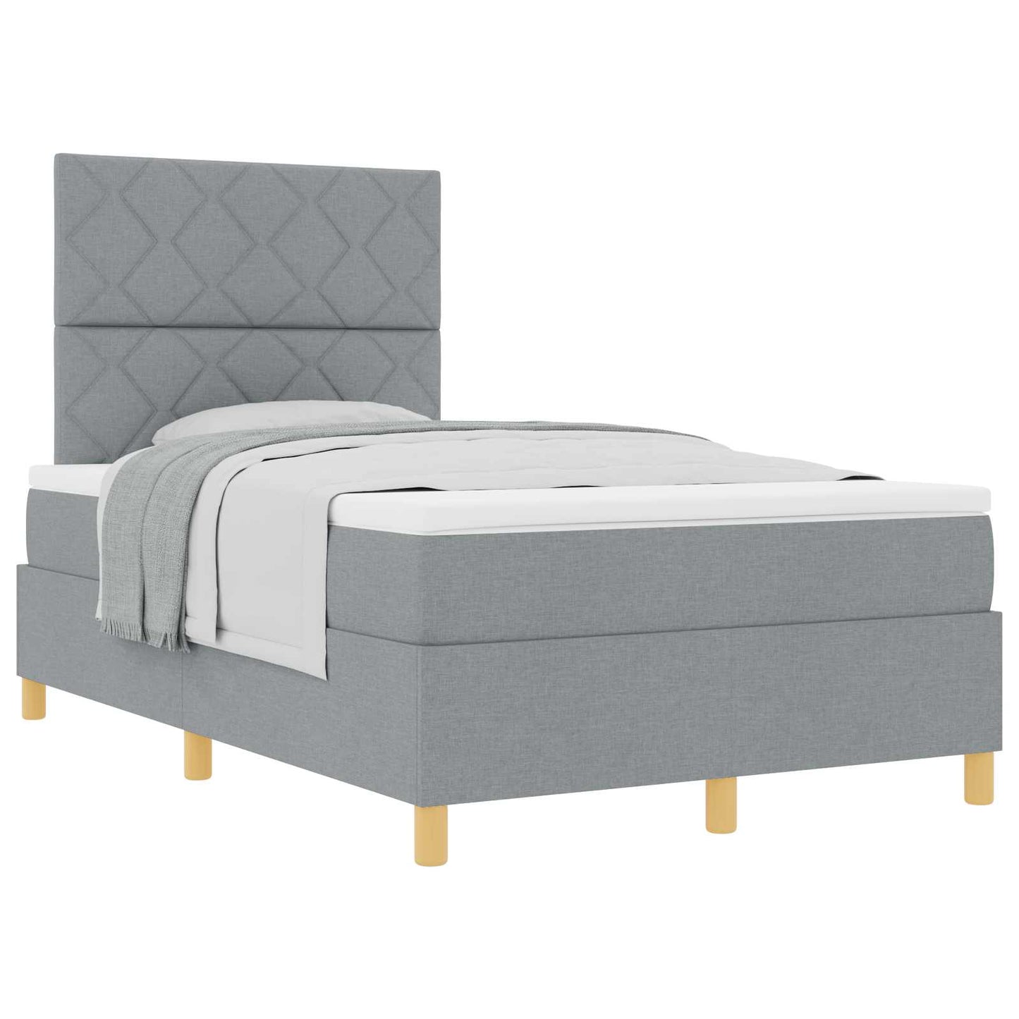 Boxspringbed met matras Lichtgrijs 120 x 200 cm Stof is nu te koop bij PeponiXL, paradijselijk wonen!