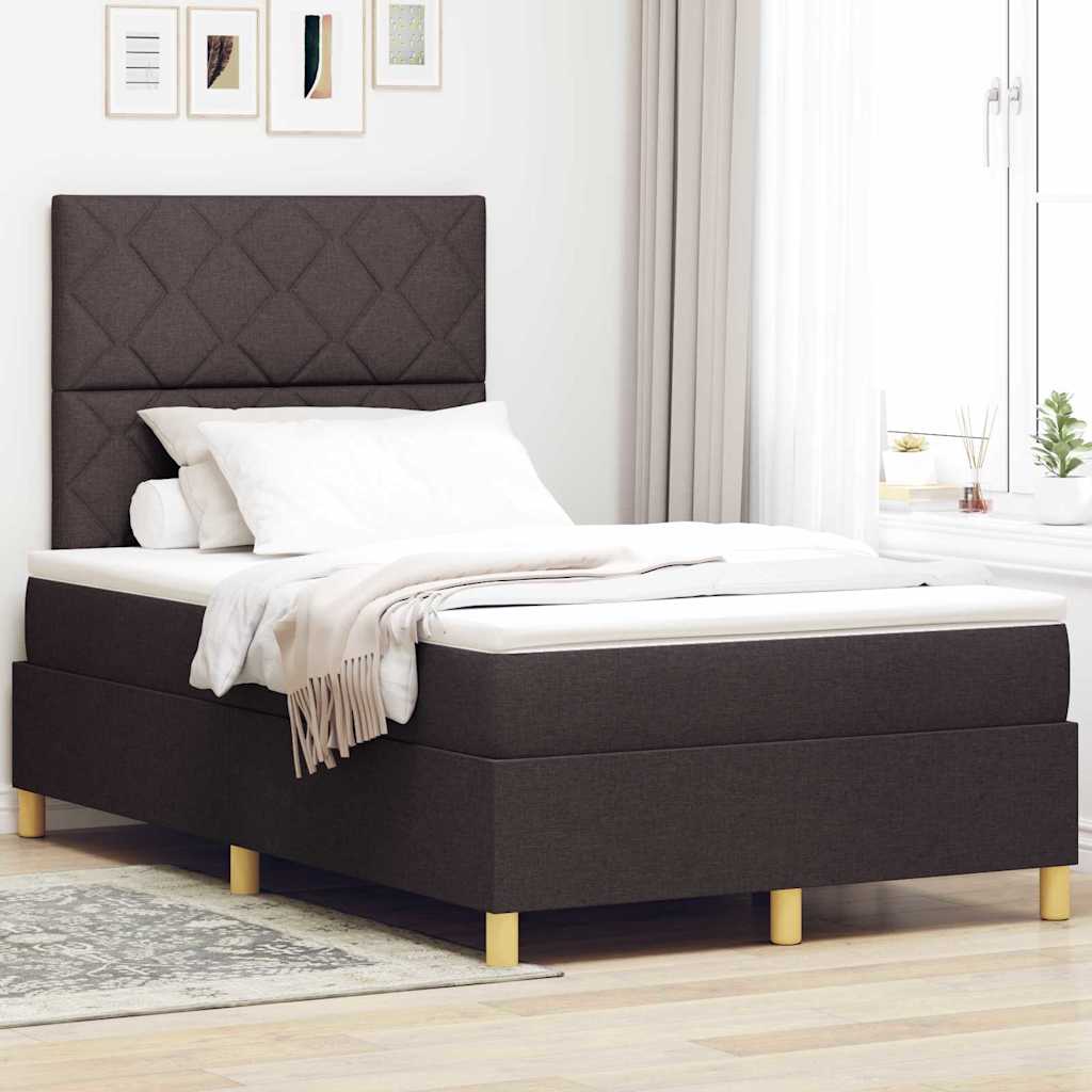 Boxspringbed met matras Donkerbruin 120 x 200 cm Stof is nu te koop bij PeponiXL, paradijselijk wonen!
