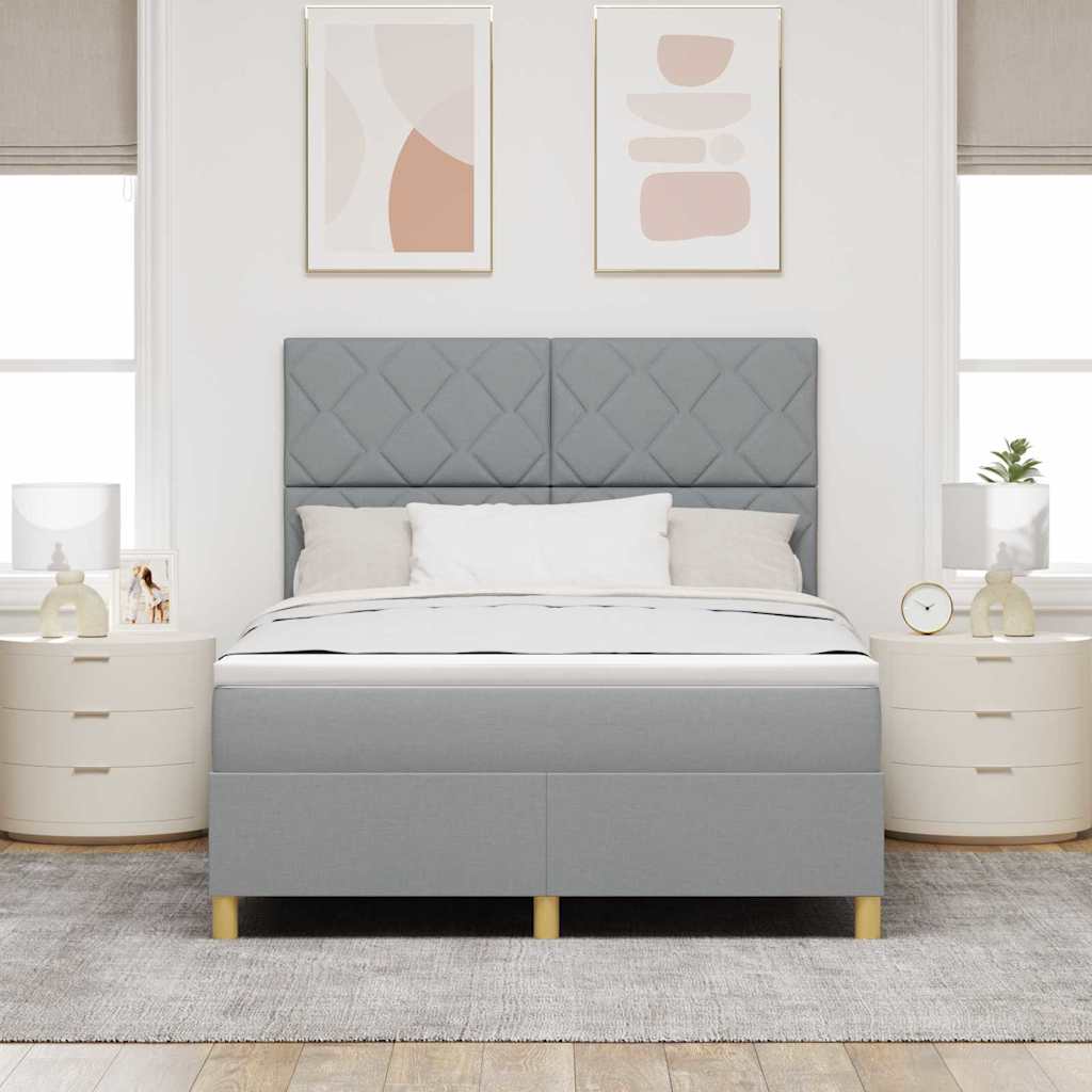 Boxspringbed met matras Lichtgrijs 160 x 200 cm Stof is nu te koop bij PeponiXL, paradijselijk wonen!