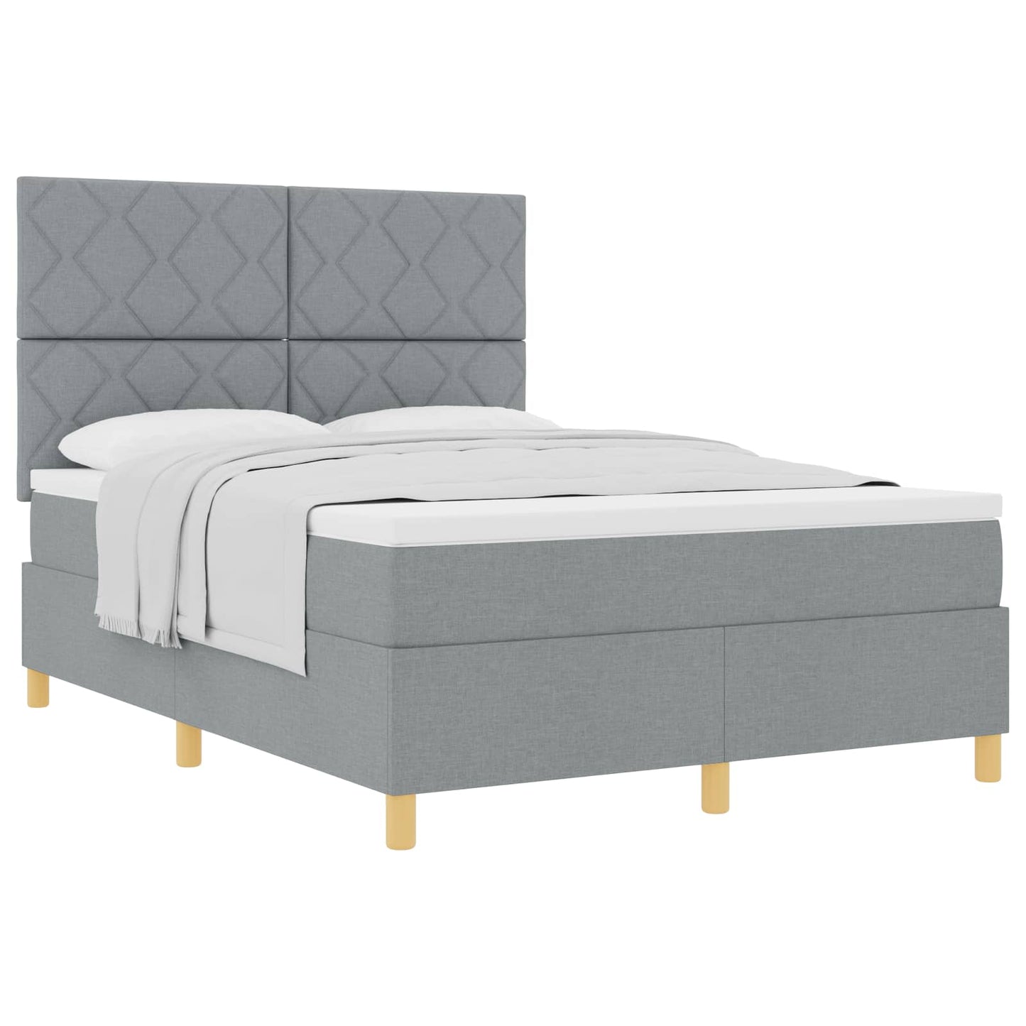 Boxspringbed met matras Lichtgrijs 160 x 200 cm Stof is nu te koop bij PeponiXL, paradijselijk wonen!