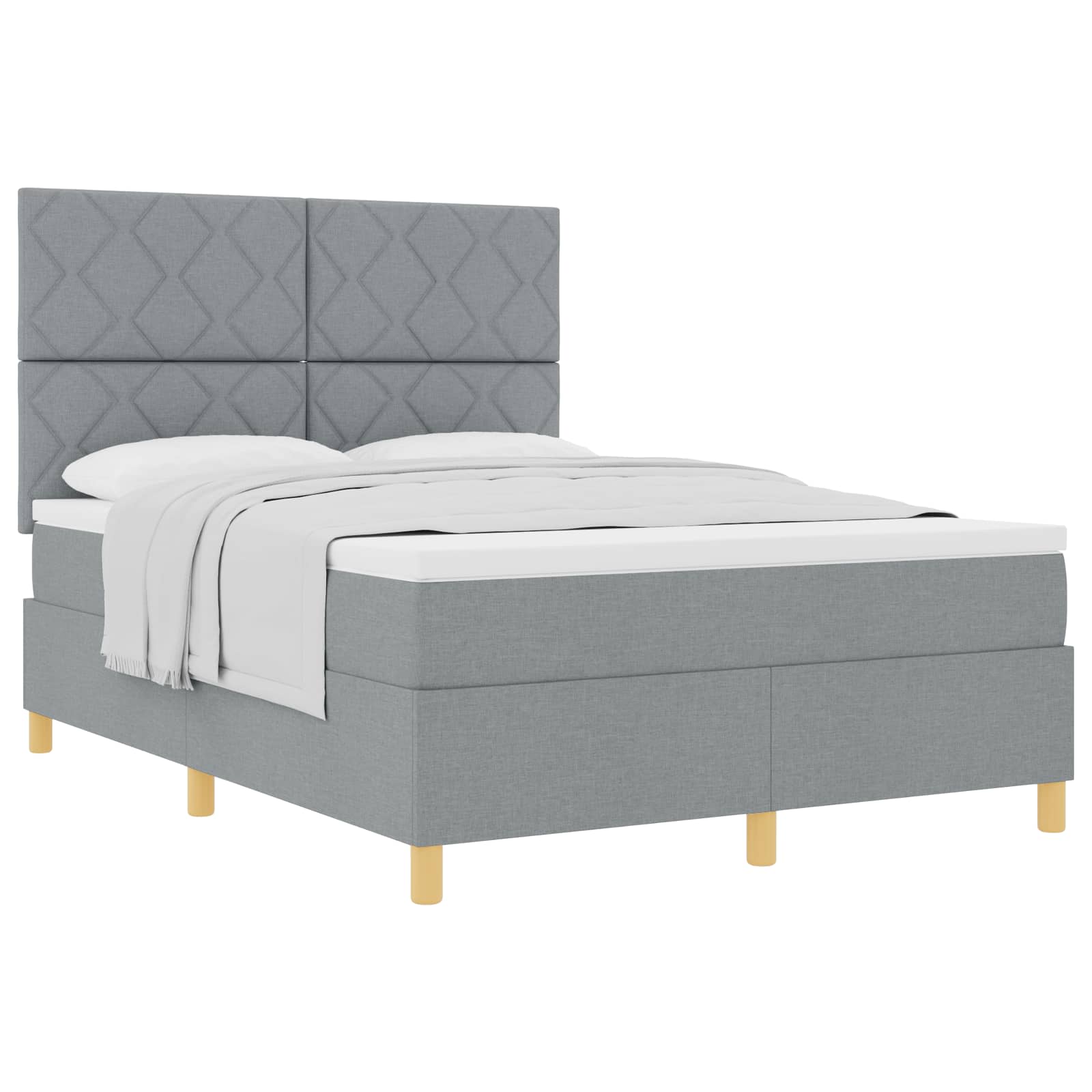 Boxspringbed met matras Lichtgrijs 160 x 200 cm Stof is nu te koop bij PeponiXL, paradijselijk wonen!