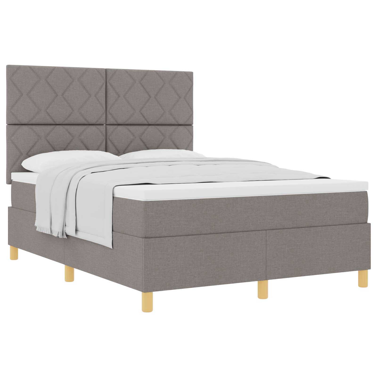 Boxspringbed met matras met hoofdeinde Taupe 160 x 200 cm Stof is nu te koop bij PeponiXL, paradijselijk wonen!
