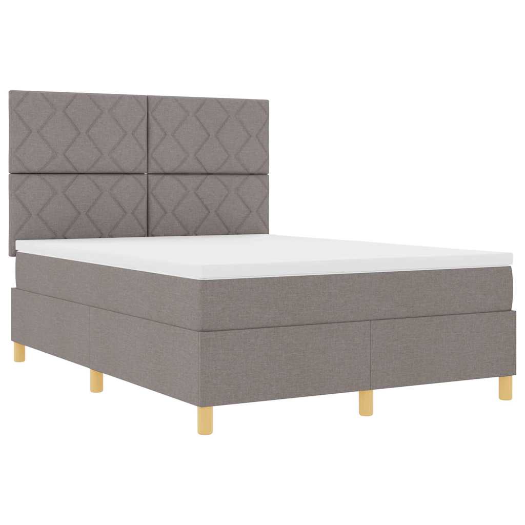 Boxspringbed met matras met hoofdeinde Taupe 160 x 200 cm Stof is nu te koop bij PeponiXL, paradijselijk wonen!