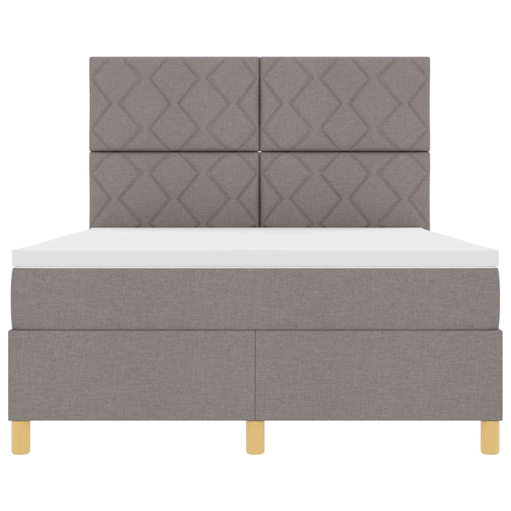 Boxspringbed met matras met hoofdeinde Taupe 160 x 200 cm Stof is nu te koop bij PeponiXL, paradijselijk wonen!
