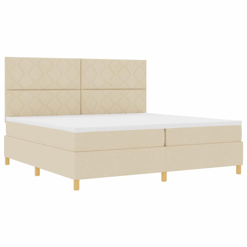 Boxspringbed met matras met hoofdeinde Crème 200 x 200 cm Stof is nu te koop bij PeponiXL, paradijselijk wonen!