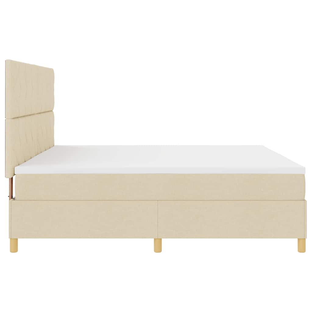 Boxspringbed met matras met hoofdeinde Crème 200 x 200 cm Stof is nu te koop bij PeponiXL, paradijselijk wonen!