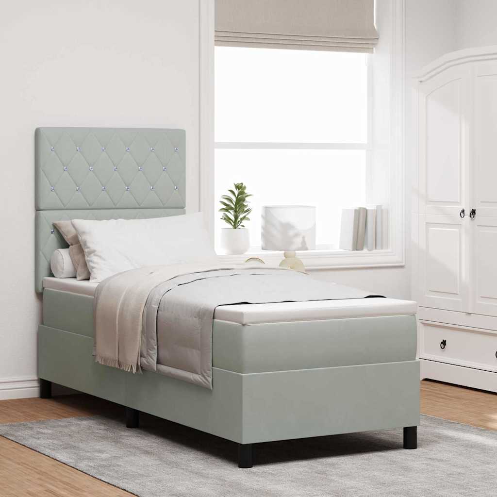 Boxspringbed met matras Lichtgrijs 80 x 200 cm Fluweel is nu te koop bij PeponiXL, paradijselijk wonen!