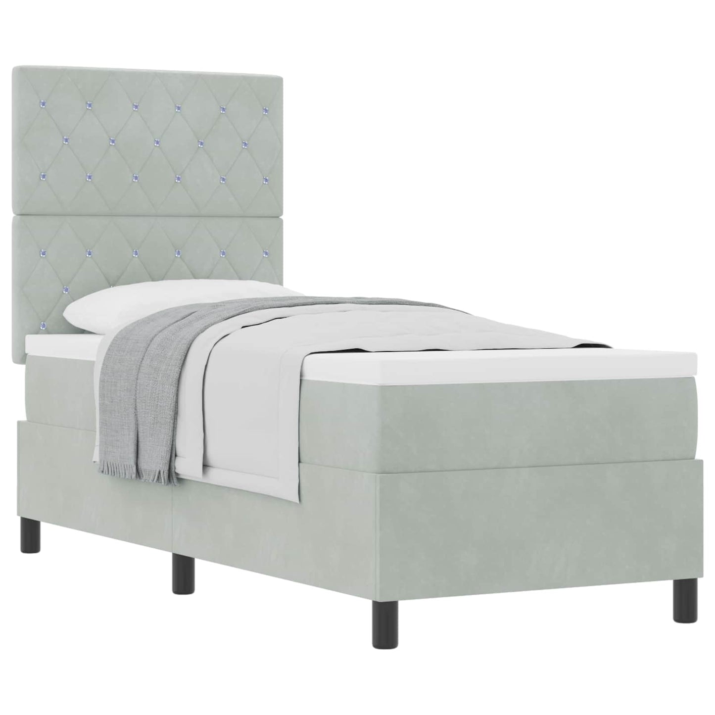Boxspringbed met matras Lichtgrijs 80 x 200 cm Fluweel is nu te koop bij PeponiXL, paradijselijk wonen!