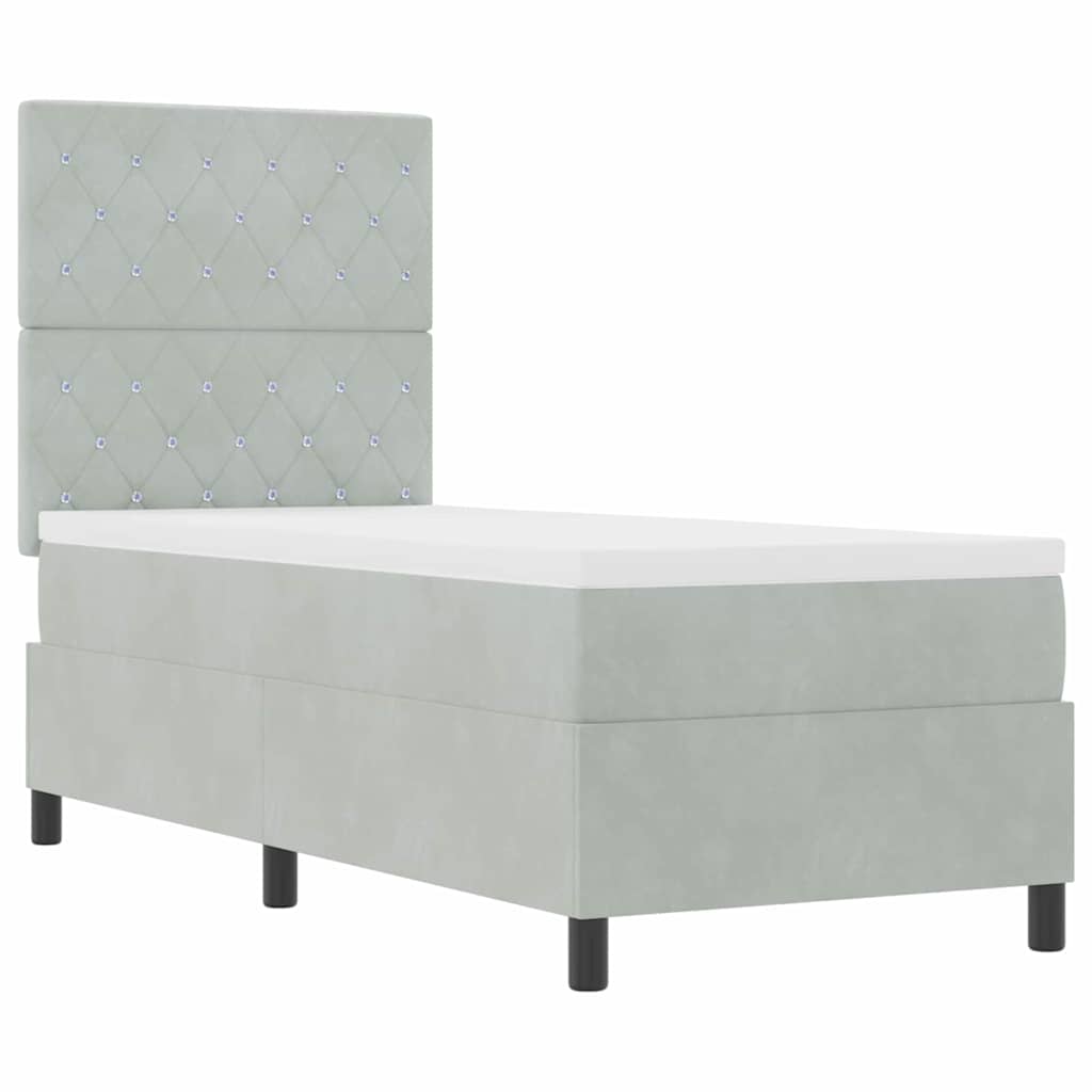 Boxspringbed met matras Lichtgrijs 80 x 200 cm Fluweel is nu te koop bij PeponiXL, paradijselijk wonen!