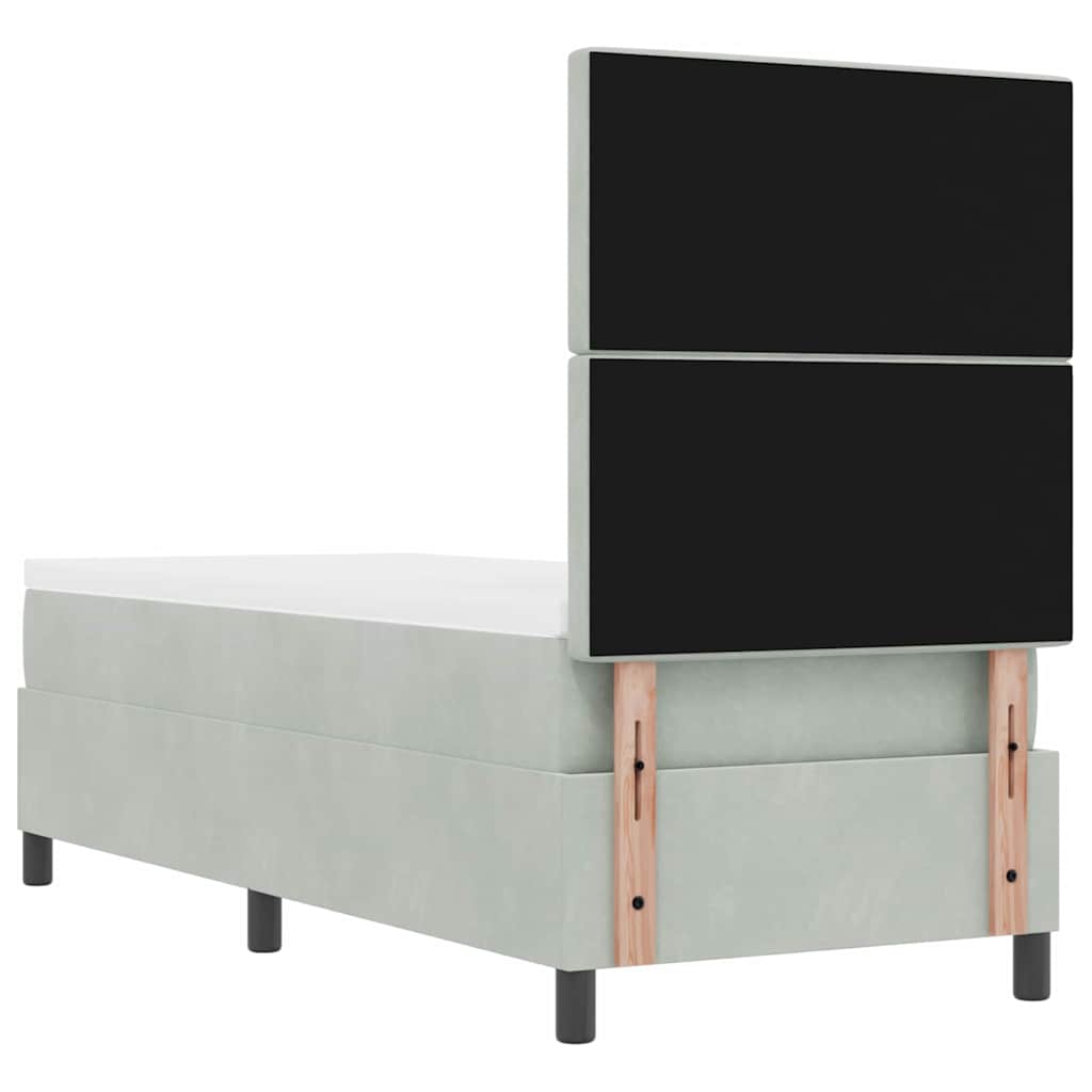Boxspringbed met matras Lichtgrijs 80 x 200 cm Fluweel is nu te koop bij PeponiXL, paradijselijk wonen!