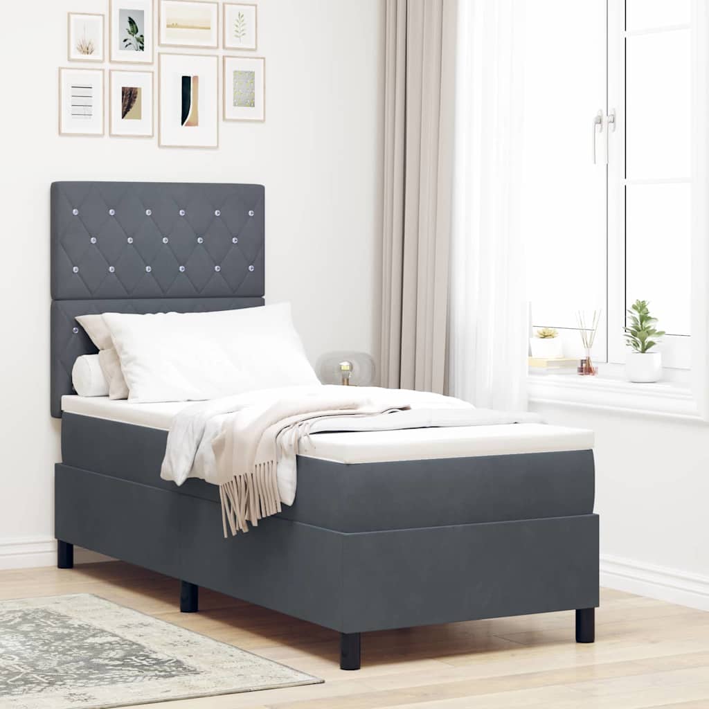 Boxspringbed met matras Donkergrijs 80 x 200 cm Fluweel is nu te koop bij PeponiXL, paradijselijk wonen!