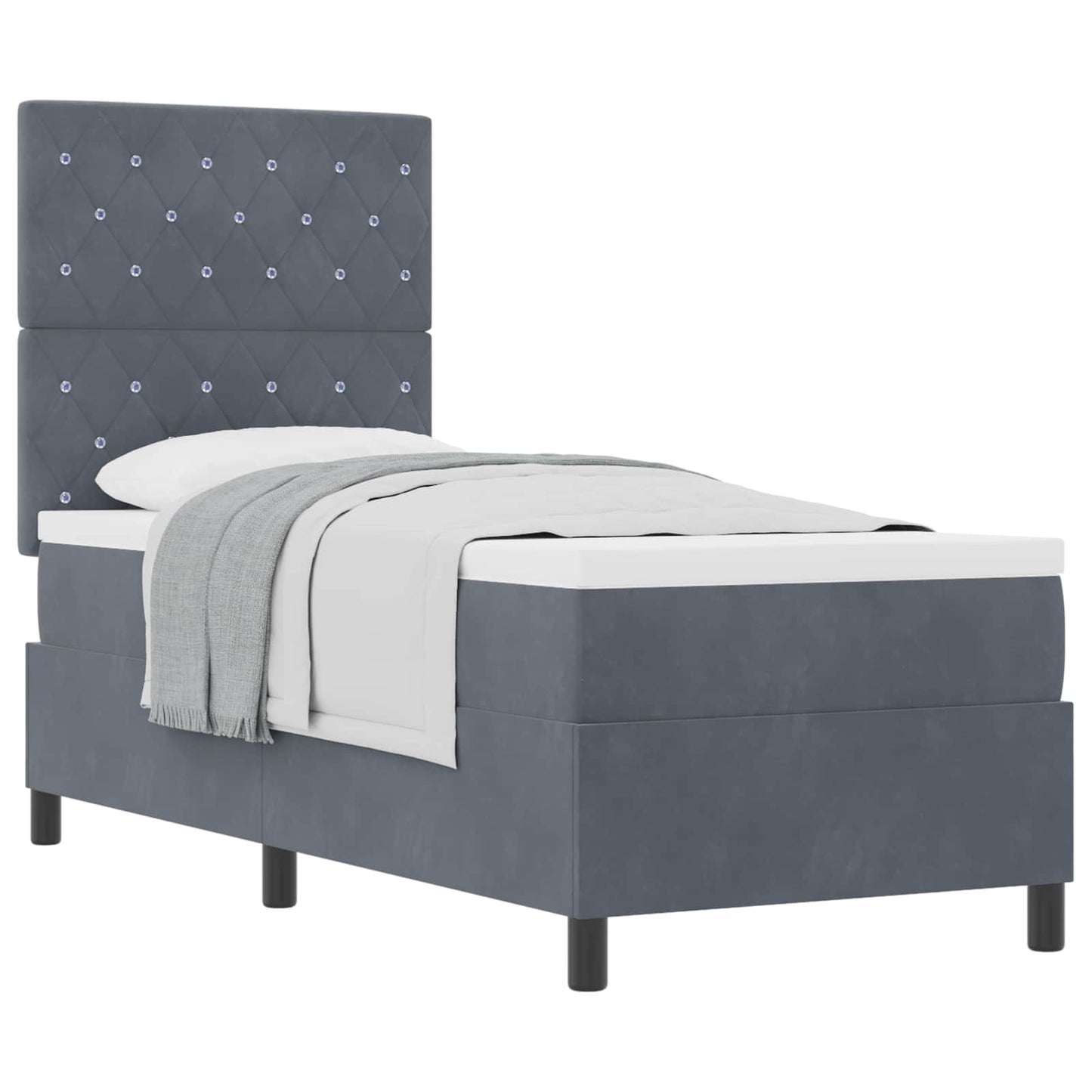 Boxspringbed met matras Donkergrijs 80 x 200 cm Fluweel is nu te koop bij PeponiXL, paradijselijk wonen!