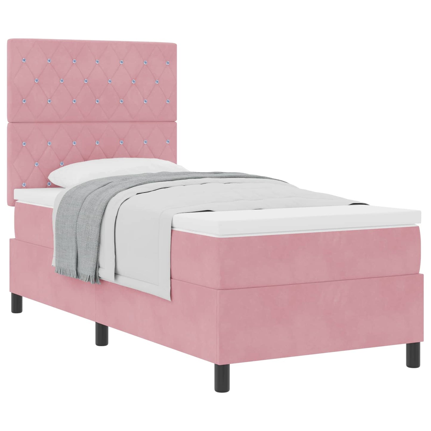 Boxspringbed met matras met hoofdeinde Roze 90 x 200 cm Fluweel is nu te koop bij PeponiXL, paradijselijk wonen!