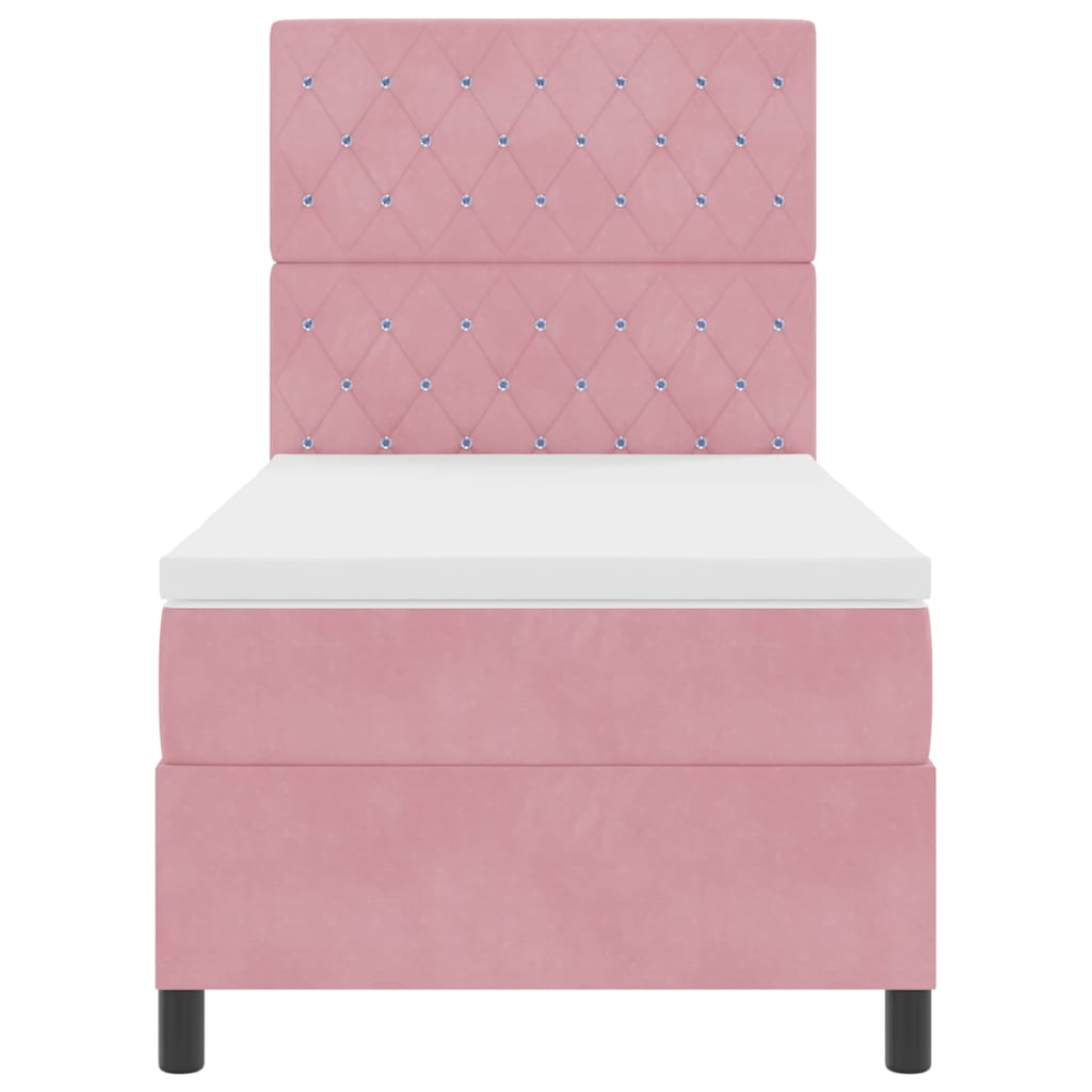 Boxspringbed met matras met hoofdeinde Roze 90 x 200 cm Fluweel is nu te koop bij PeponiXL, paradijselijk wonen!