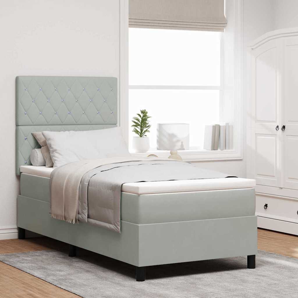 Boxspringbed met matras Lichtgrijs 100 x 200 cm Fluweel is nu te koop bij PeponiXL, paradijselijk wonen!