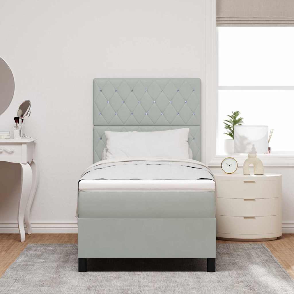 Boxspringbed met matras Lichtgrijs 100 x 200 cm Fluweel is nu te koop bij PeponiXL, paradijselijk wonen!