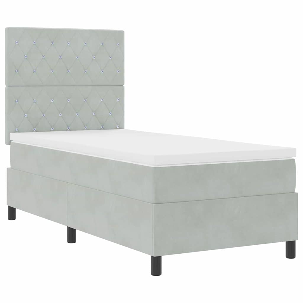 Boxspringbed met matras Lichtgrijs 100 x 200 cm Fluweel is nu te koop bij PeponiXL, paradijselijk wonen!