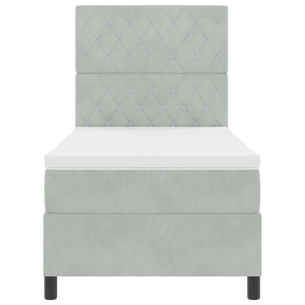 Boxspringbed met matras Lichtgrijs 100 x 200 cm Fluweel is nu te koop bij PeponiXL, paradijselijk wonen!
