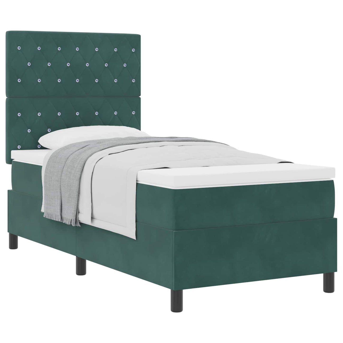 Boxspringbed met matras Donkergroen 100 x 200 cm Fluweel is nu te koop bij PeponiXL, paradijselijk wonen!