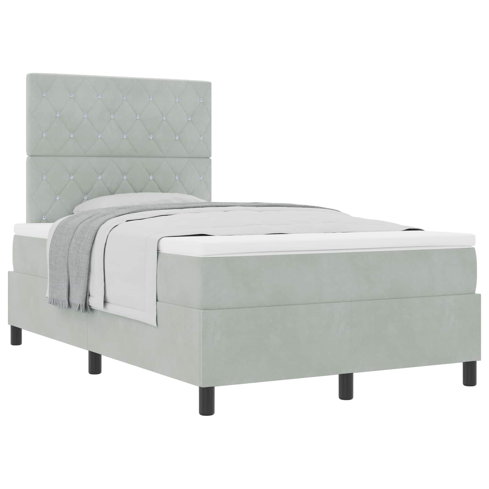Boxspringbed met matras Lichtgrijs 120 x 200 cm Fluweel is nu te koop bij PeponiXL, paradijselijk wonen!