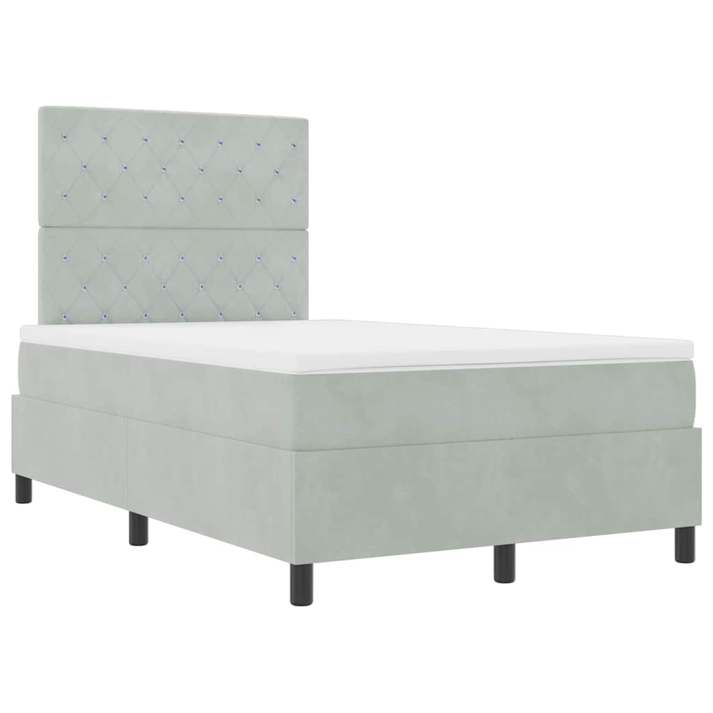 Boxspringbed met matras Lichtgrijs 120 x 200 cm Fluweel is nu te koop bij PeponiXL, paradijselijk wonen!