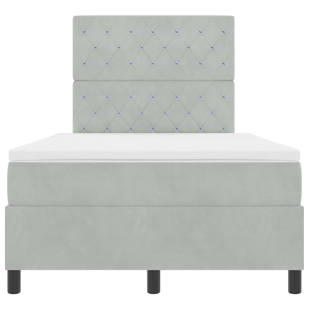 Boxspringbed met matras Lichtgrijs 120 x 200 cm Fluweel is nu te koop bij PeponiXL, paradijselijk wonen!