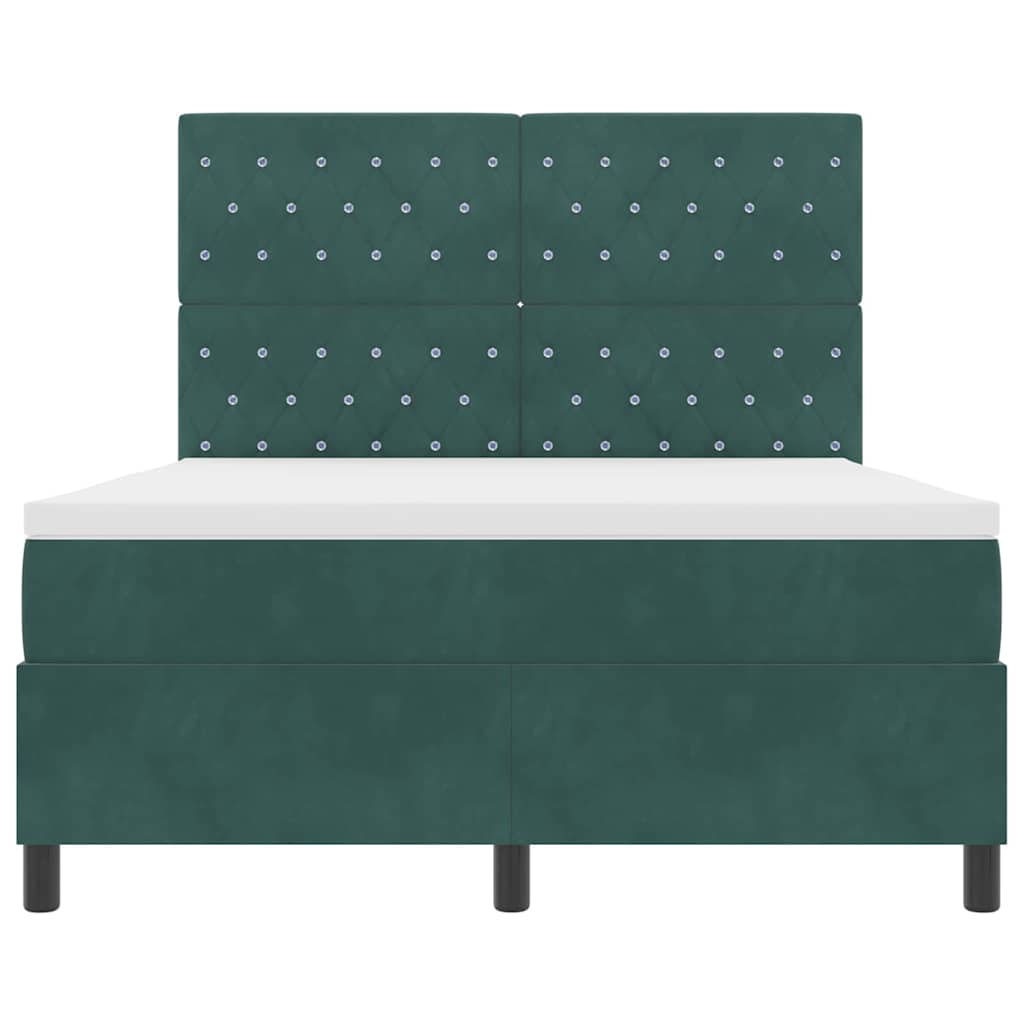 Boxspringbed met matras Donkergroen 140 x 190 cm Fluweel is nu te koop bij PeponiXL, paradijselijk wonen!