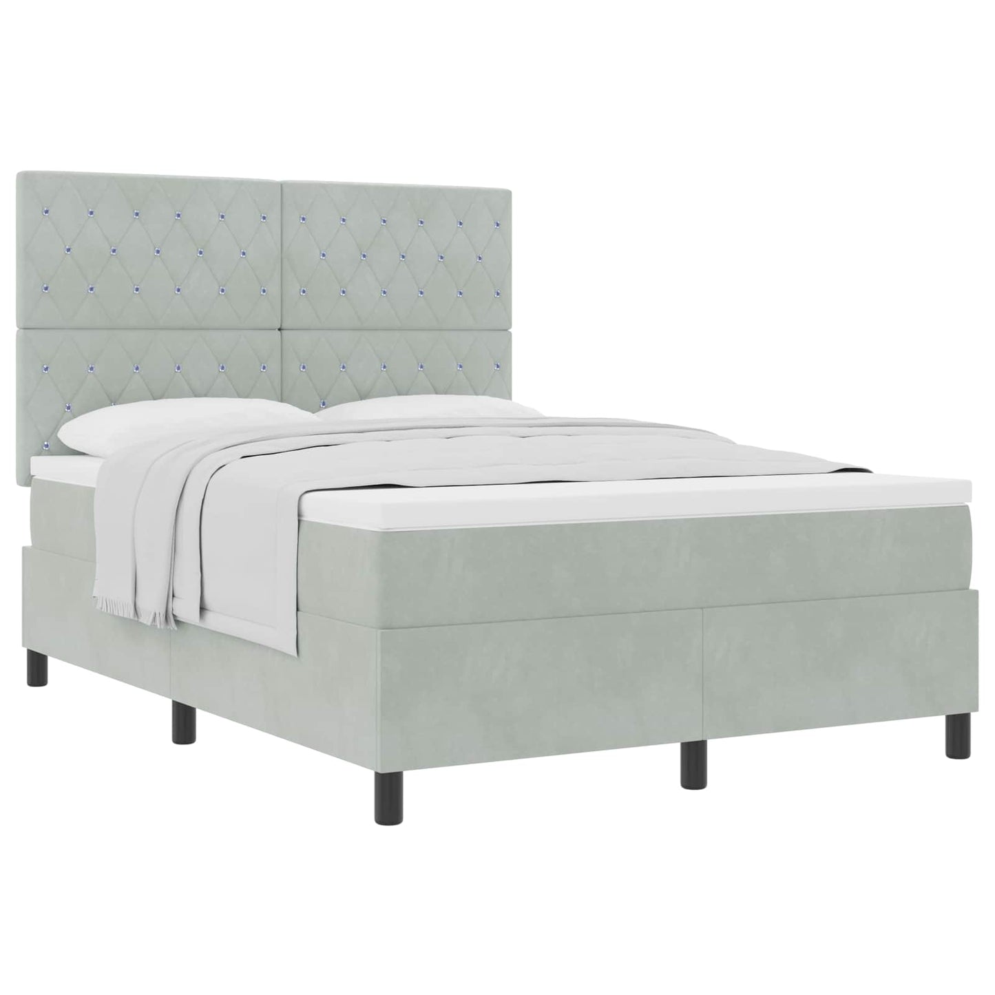 Boxspringbed met matras Lichtgrijs 140 x 200 cm Fluweel is nu te koop bij PeponiXL, paradijselijk wonen!