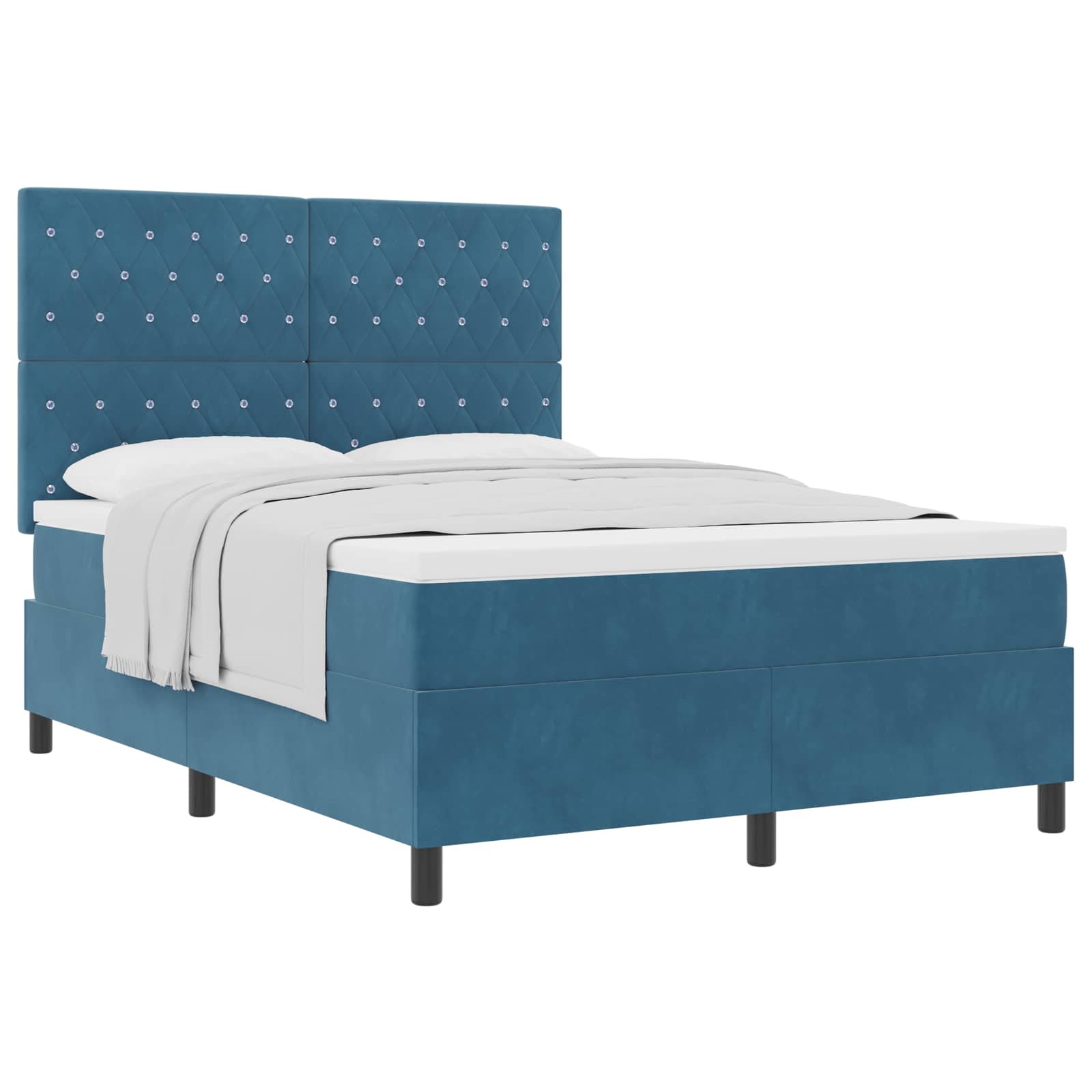 Boxspringbed met matras Donkerblauw 140 x 200 cm Fluweel is nu te koop bij PeponiXL, paradijselijk wonen!