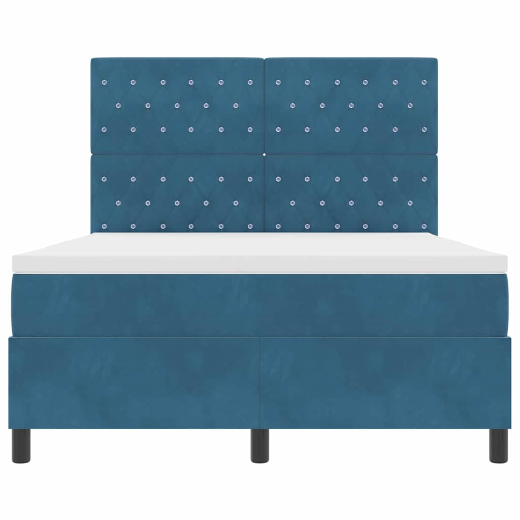 Boxspringbed met matras Donkerblauw 140 x 200 cm Fluweel is nu te koop bij PeponiXL, paradijselijk wonen!
