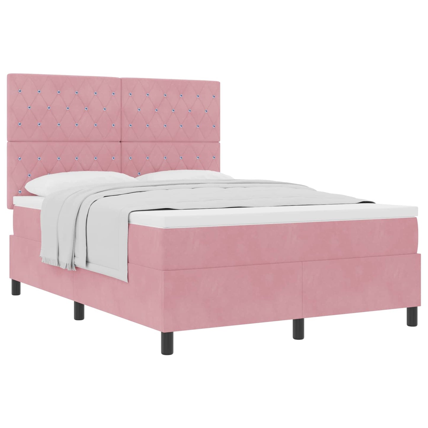 Boxspringbed met matras met hoofdeinde Roze 140 x 200 cm Stof is nu te koop bij PeponiXL, paradijselijk wonen!
