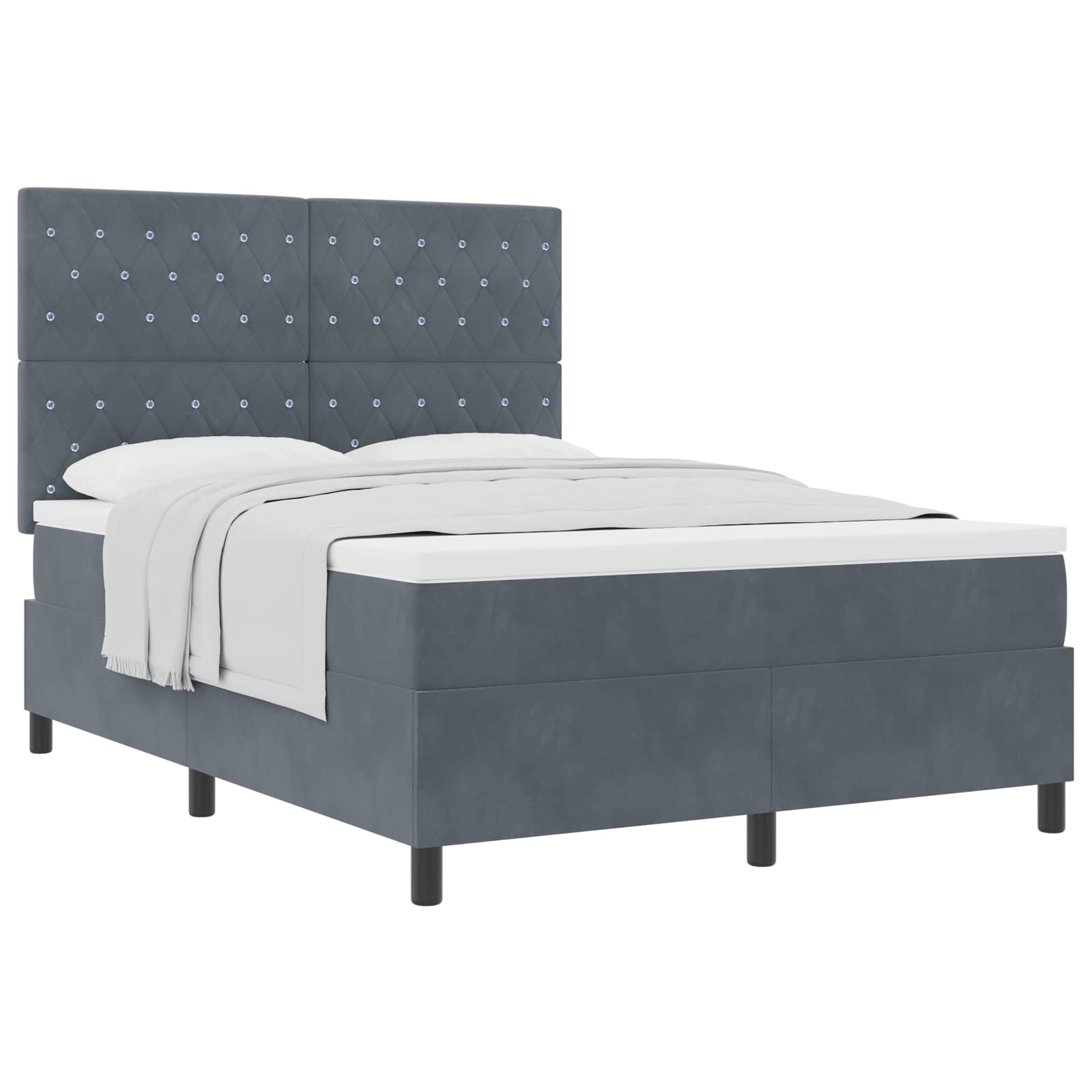 Boxspringbed met matras Donkergrijs 160 x 200 cm Fluweel is nu te koop bij PeponiXL, paradijselijk wonen!