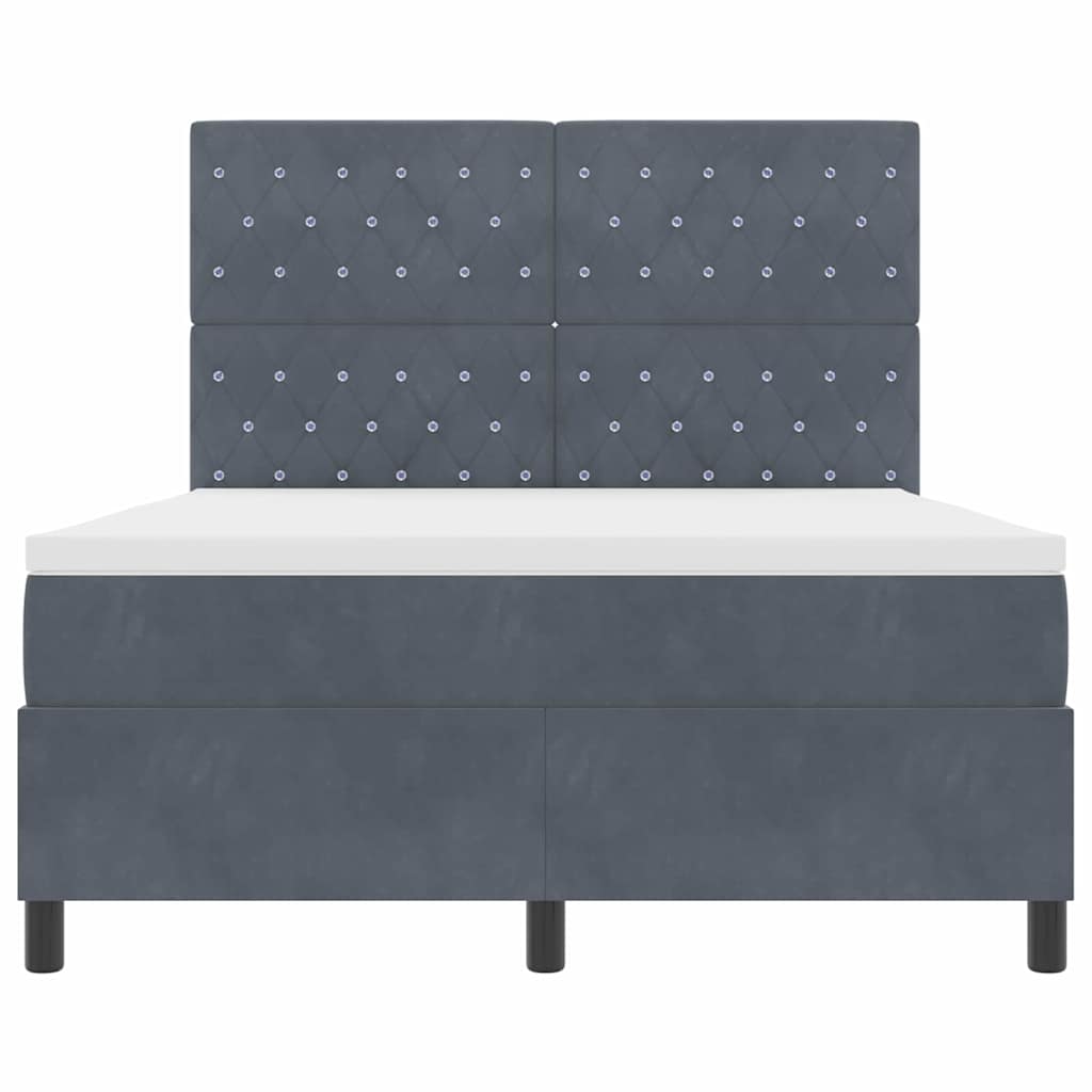 Boxspringbed met matras Donkergrijs 160 x 200 cm Fluweel is nu te koop bij PeponiXL, paradijselijk wonen!