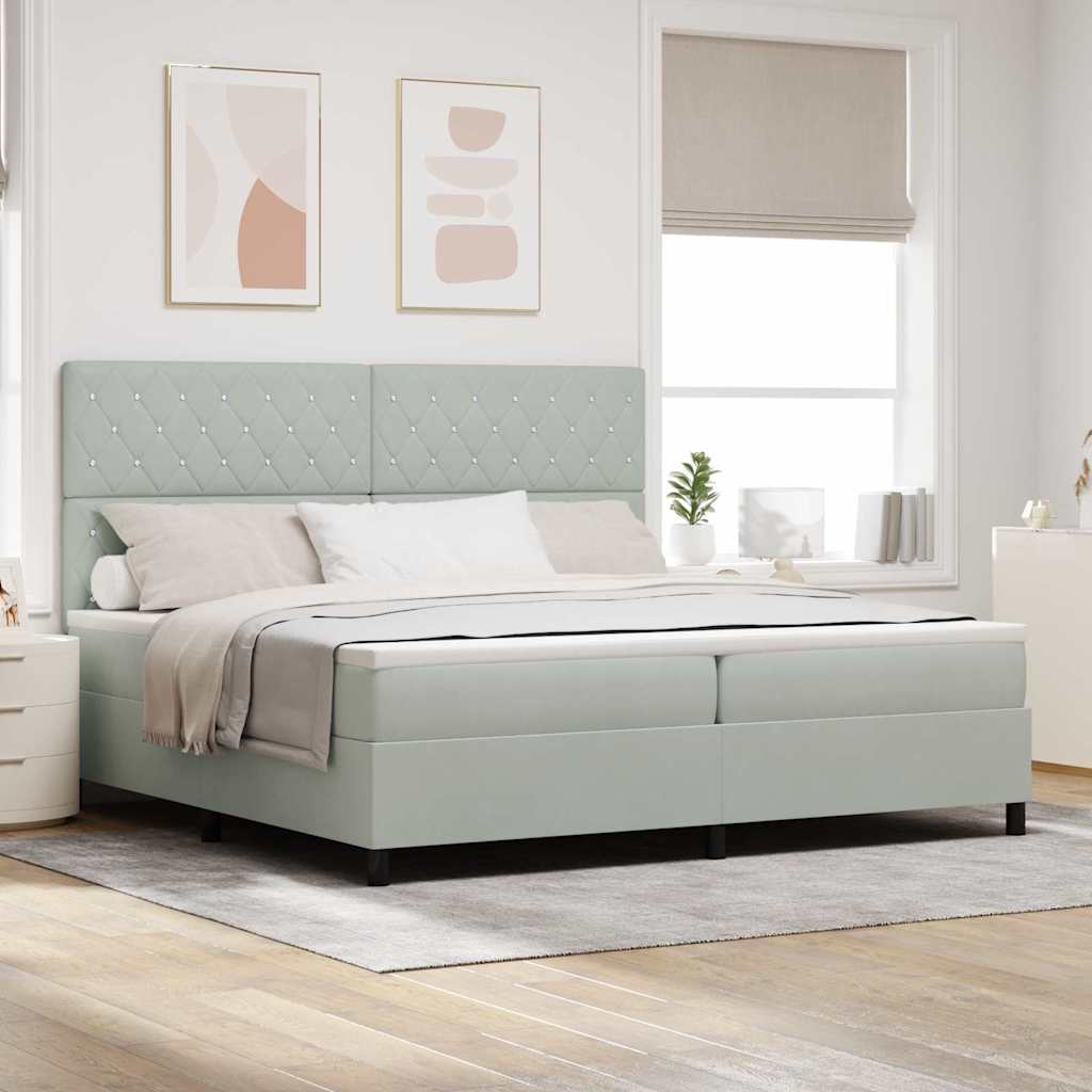 Boxspringbed met matras Lichtgrijs 200 x 200 cm Fluweel is nu te koop bij PeponiXL, paradijselijk wonen!